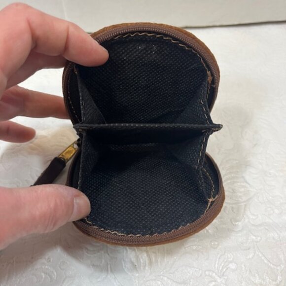 VTG Brown Leather Suede Coin Wallet Change Zip Purse Pouch Key Chain - Picture 6 of 12